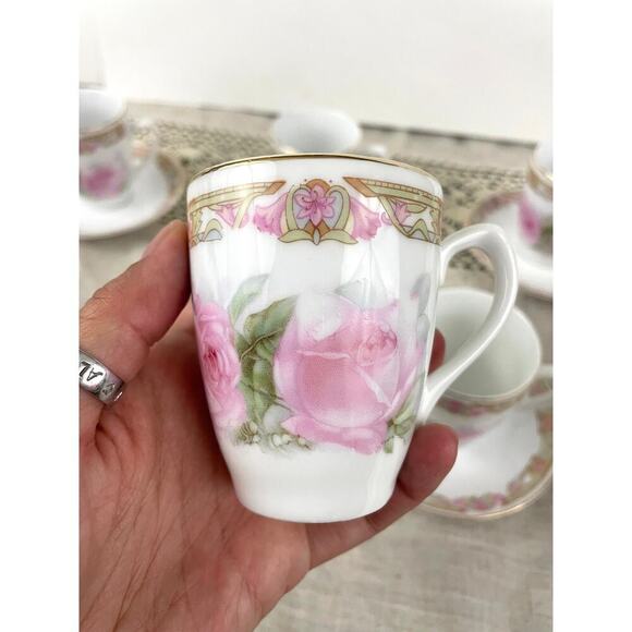VTG Set of 6 Pink Rose Tea Cup & Saucer Antique Z. S. & Co Bavaria Floral 12PC - Picture 10 of 12